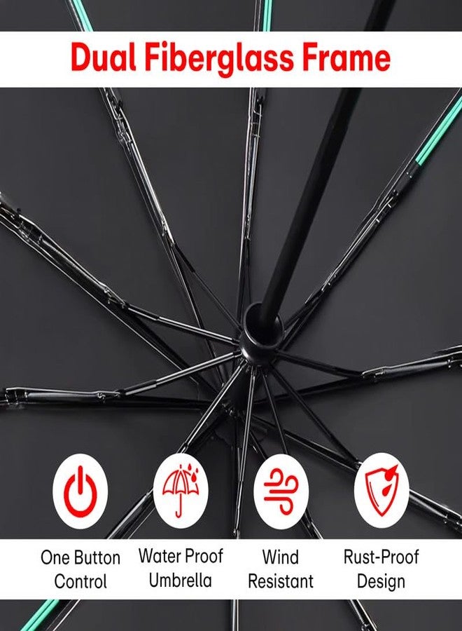 PRIME PICK مظلة برايم بيك المتدرجة اللون الأوتوماتيكية - مظلة قابلة للطي مقاومة للرياح والأشعة فوق البنفسجية، مزودة بخاصية الفتح والإغلاق التلقائي بضغطة زر واحدة، وإطار متين، وحجم صغير ومناسب للسفر، لون وردي - Image 4